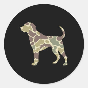 Sticker Rond Chasse Camo Old School Chien