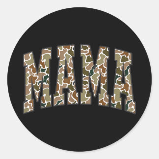 Sticker Rond Chasse Camo Retro Mama Vieux Camo Maman Fête des m