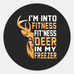Sticker Rond Chasse-chemise Je suis en forme Deer Freezer Drôle