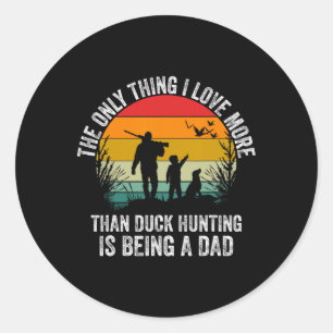 Sticker Rond Chasse De Canard Drôle Avec Papa Chien Design Pour
