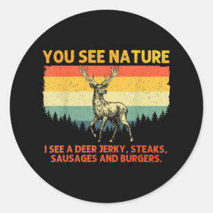 Sticker Rond Chasse De Cerfs Art Pour Hommes Femmes Chasseur De