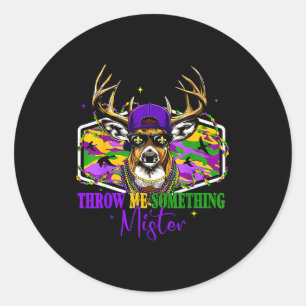 Sticker Rond Chasse drôle de cerfs Mardi Gras pour hommes femme