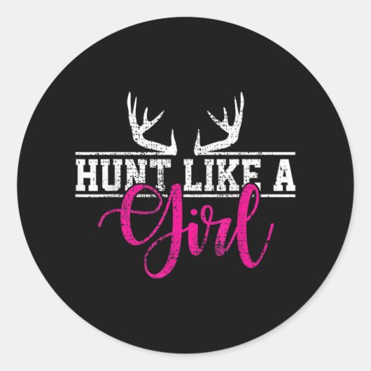Sticker Rond Chasse Fille Chasse Comme Une Fille (Devant)