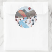 Sticker Rond Chasse hivernale Fox (Sac)