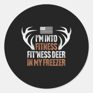 Sticker Rond Chasse Je suis en forme Deer Freezer Hunter Papa H