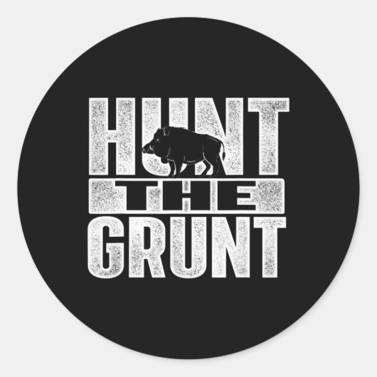 Sticker Rond Chasse Le Grunt Boar Chasse Le Chasseur Wild Hog (Devant)