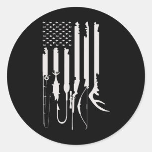 Sticker Rond Chasse Pêche Drapeau américain Décor à thème