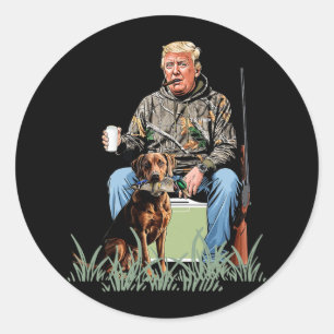Sticker Rond Chasse Trump Camouflage drôle Chasse au canard sai