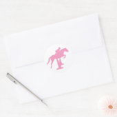 Sticker Rond Chasseur Cheval et cavalier (rose) (Enveloppe)