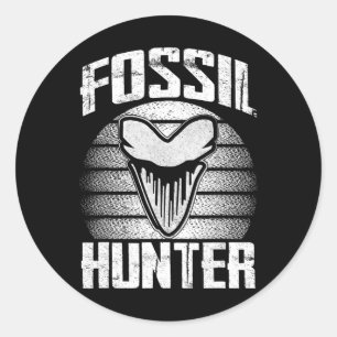 Sticker Rond Chasseur de fossiles Mégalodon Dent de requin préh