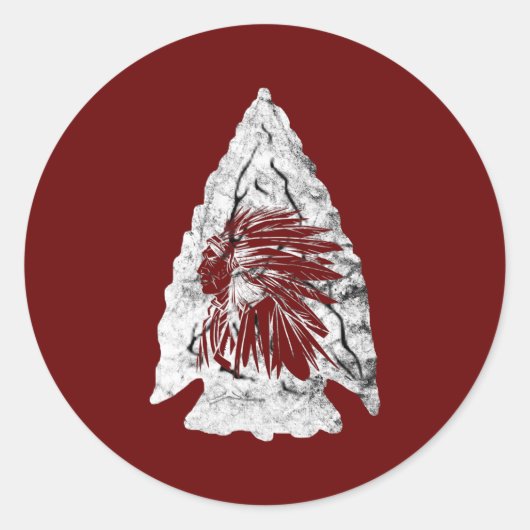 Sticker Rond Chasseur de pointes Arrowhead Chef indien Chasse R (Devant)