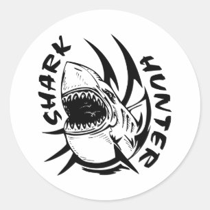 STICKER ROND CHASSEUR DE REQUIN