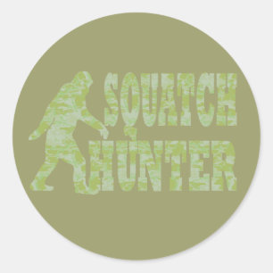 Sticker Rond Chasseur de squatch en camouflage
