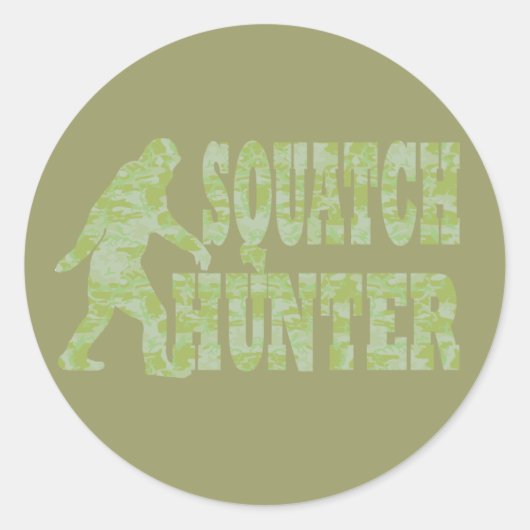 Sticker Rond Chasseur de squatch en camouflage (Devant)