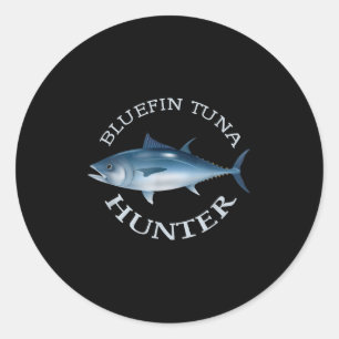 Sticker Rond Chasseur de Thon Rouge, T Shirt de pêche en eau sa