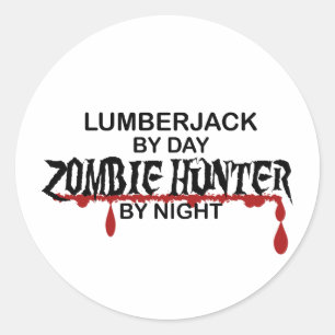 Sticker Rond Chasseur de zombi de bûcheron