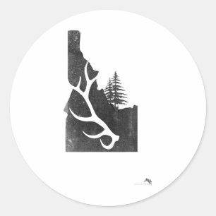 Sticker Rond Chasseur d'élan de l'Idaho avec bois de mue
