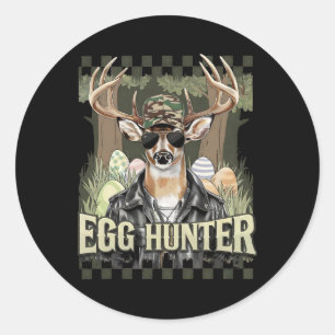 Sticker Rond Chasseur d'oeufs Cerf Buck Byckward Casquette Cerf