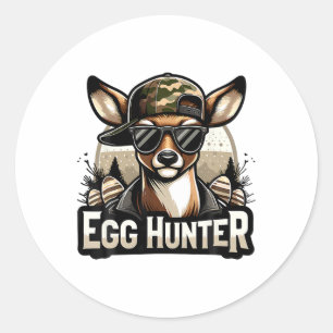 Sticker Rond Chasseur d'oeufs Cerf Buck Byckward Casquette Cerf