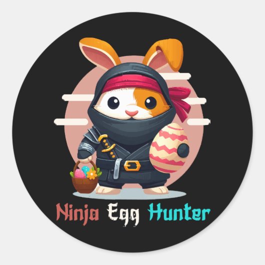 Sticker Rond Chasseur d'oeufs ninja (Devant)
