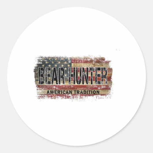 Sticker Rond Chasseur d'ours américain (Devant)