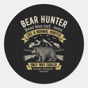 Sticker Rond Chasseur d'ours T chemise Chasse Vintage Chasse am