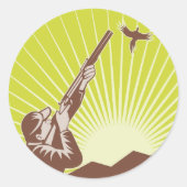 Sticker Rond Chasseur Tirant Sur Une Oie (Devant)