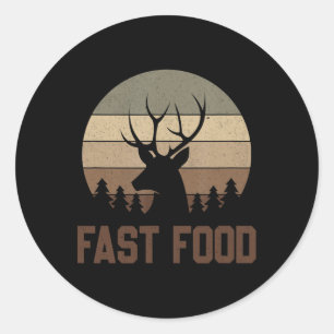 Sticker Rond Chasseur vintage de nourriture rapide Chemise Deer