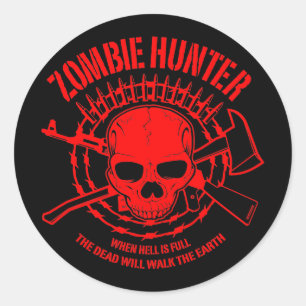 Sticker Rond Chasseur Zombie Hunter