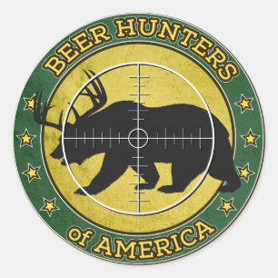 Sticker Rond Chasseurs de bière de l'Amérique (ours d'amuseme