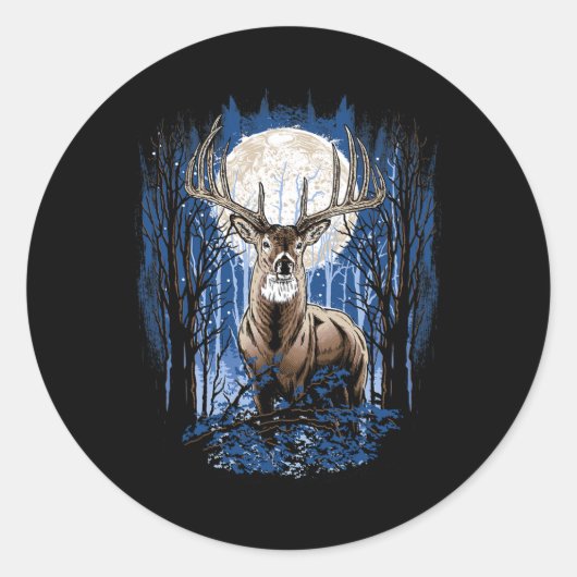 Sticker Rond Chasseurs Deer Chasse Big Whitetail Buck (Devant)