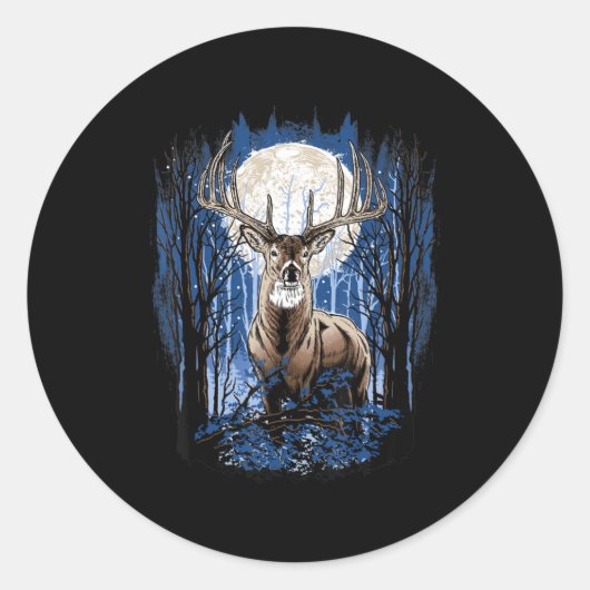 Sticker Rond Chasseurs Deer Chasse Big Whitetail Buck (Devant)