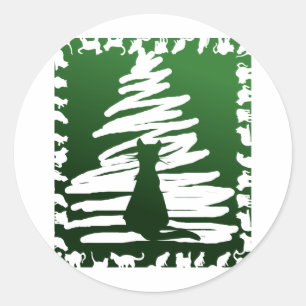 Sticker Rond Chat 2 de Noël