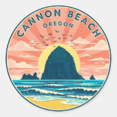 Sticker Rond Chat à Cannon Beach Oregon (Devant)
