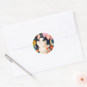 Sticker Rond Chat à écailles florales (Enveloppe)