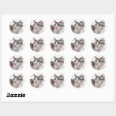 Sticker Rond Chat à l'aquarelle (Feuille)