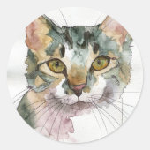 Sticker Rond Chat à l'aquarelle (Devant)