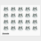 Sticker Rond Chat à l'aquarelle (Feuille)