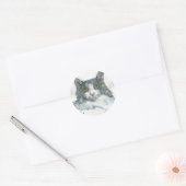 Sticker Rond Chat à l'aquarelle (Enveloppe)