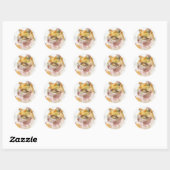 Sticker Rond Chat à l'aquarelle (Feuille)