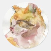 Sticker Rond Chat à l'aquarelle (Devant)