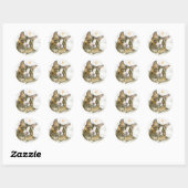 Sticker Rond Chat à l'aquarelle (Feuille)