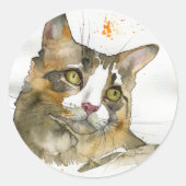 Sticker Rond Chat à l'aquarelle (Devant)