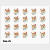 Sticker Rond Chat à l'aquarelle (Feuille)