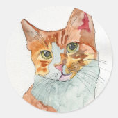 Sticker Rond Chat à l'aquarelle (Devant)