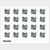 Sticker Rond Chat à l'aquarelle (Feuille)