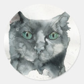 Sticker Rond Chat à l'aquarelle (Devant)