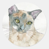 Sticker Rond Chat à l'aquarelle (Devant)