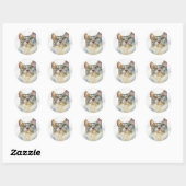 Sticker Rond Chat à l'aquarelle (Feuille)