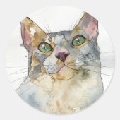 Sticker Rond Chat à l'aquarelle (Devant)
